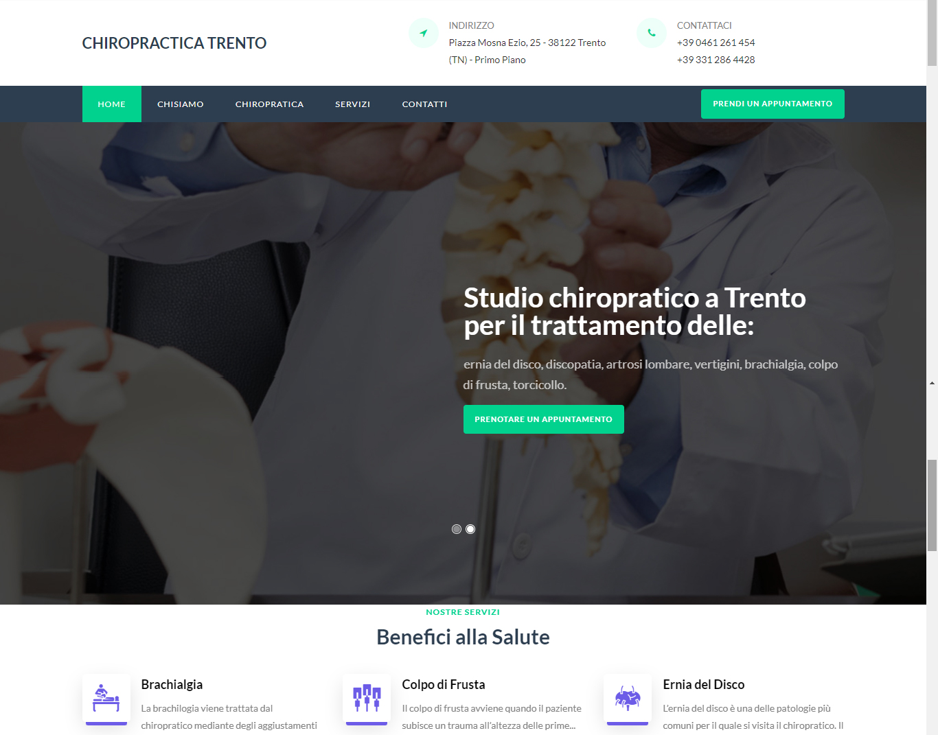 Sito web per chiropratico